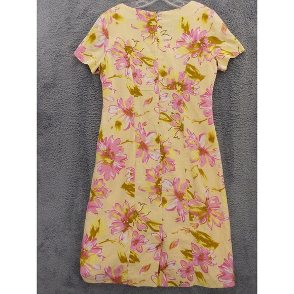 Chadwicks of Boston Women's Floral Linen Blend Dress Yellow Pink Size 8 - Picture 6 of 10